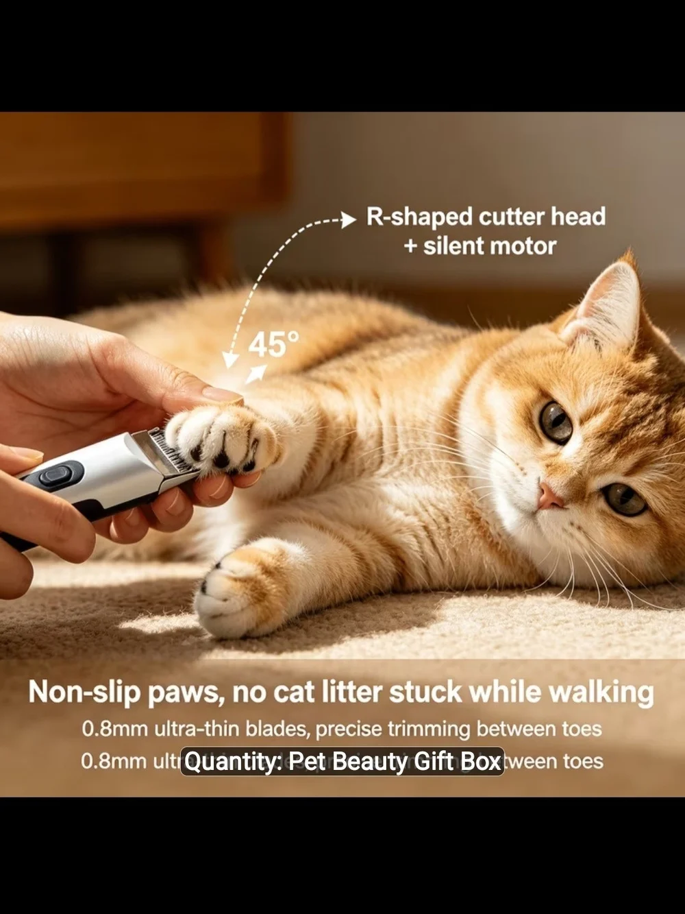 Gold & Black Type-C Pet Hair Trimmer - Cordless Grooming Kit